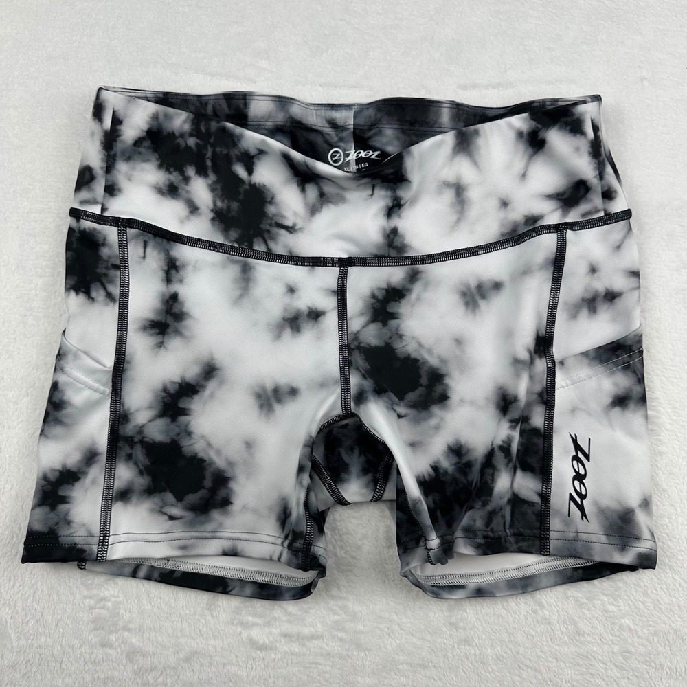 Zoot Womens XL LTD Run Pulse Shorts Black Tie Dye Triathlon Tri Running